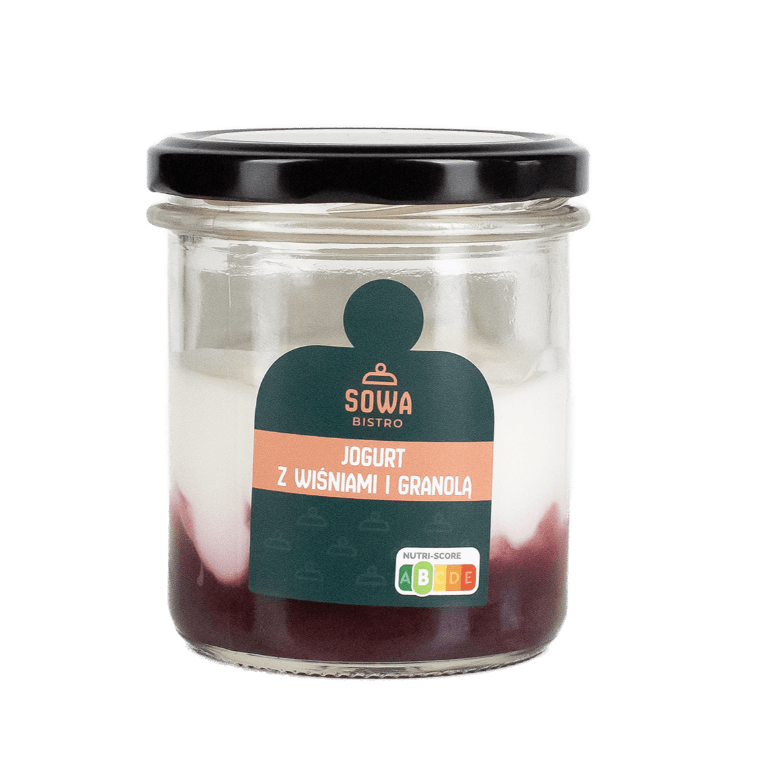 Jogurt z wiśniami i granolą